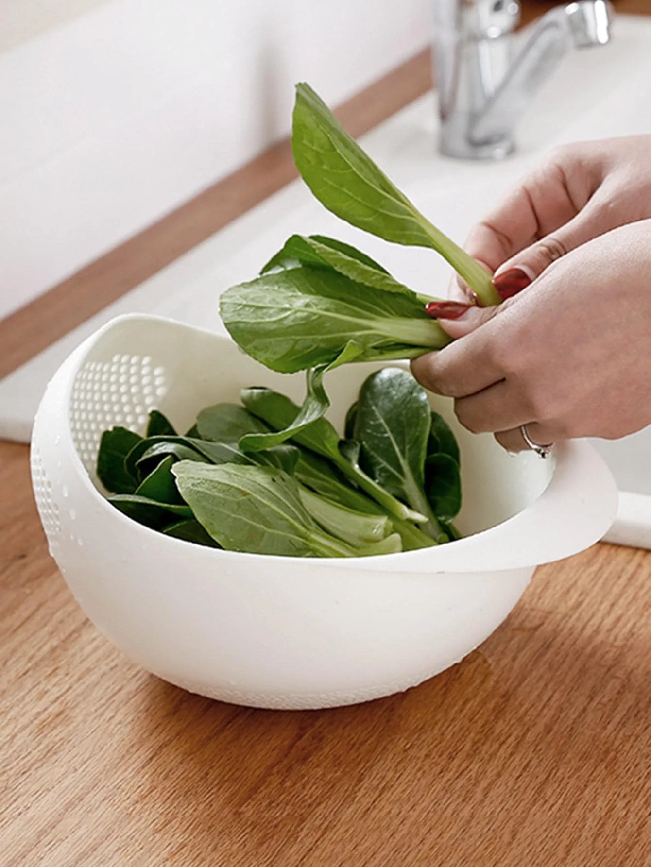 1PC-Silicone Colander Rice Bowl