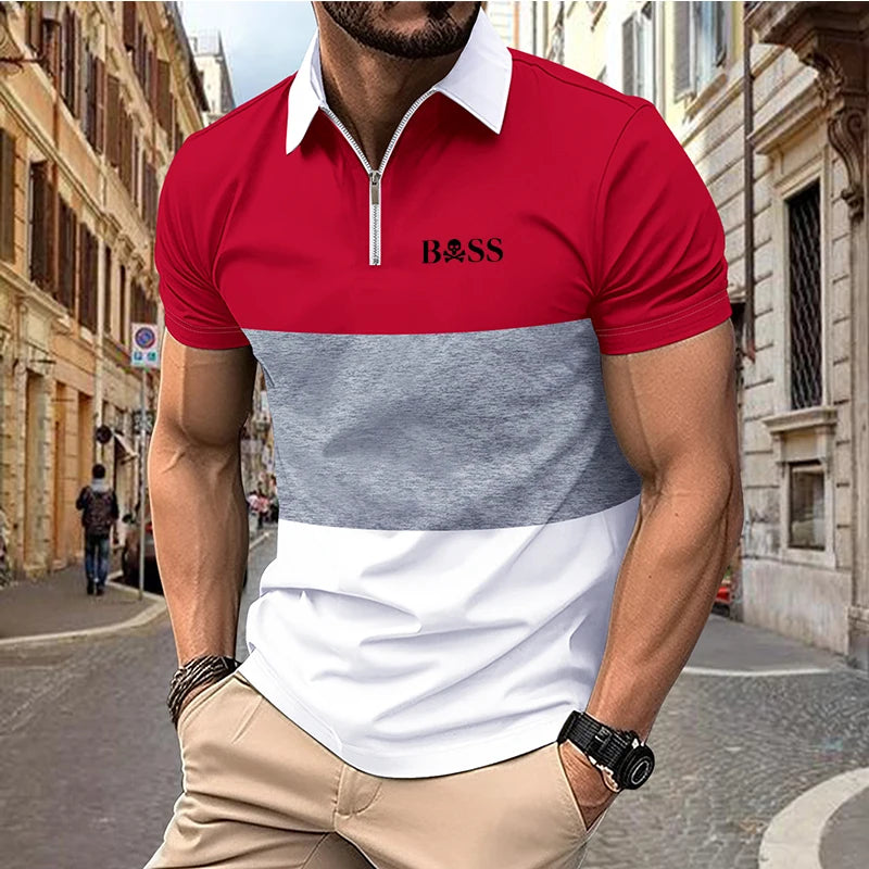 men's printed golf shirt