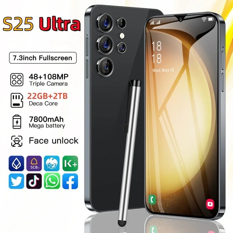 Mobile Phones S25 Ultra 7.3 HD Screen Smart Phone