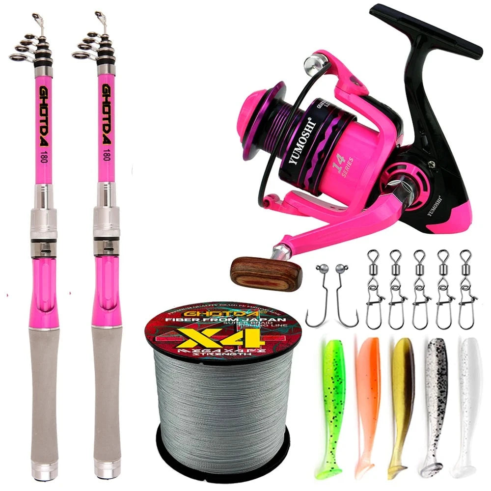 1.5m-2.4m Lure Spinning Fishing Rod and Reel Combo Set