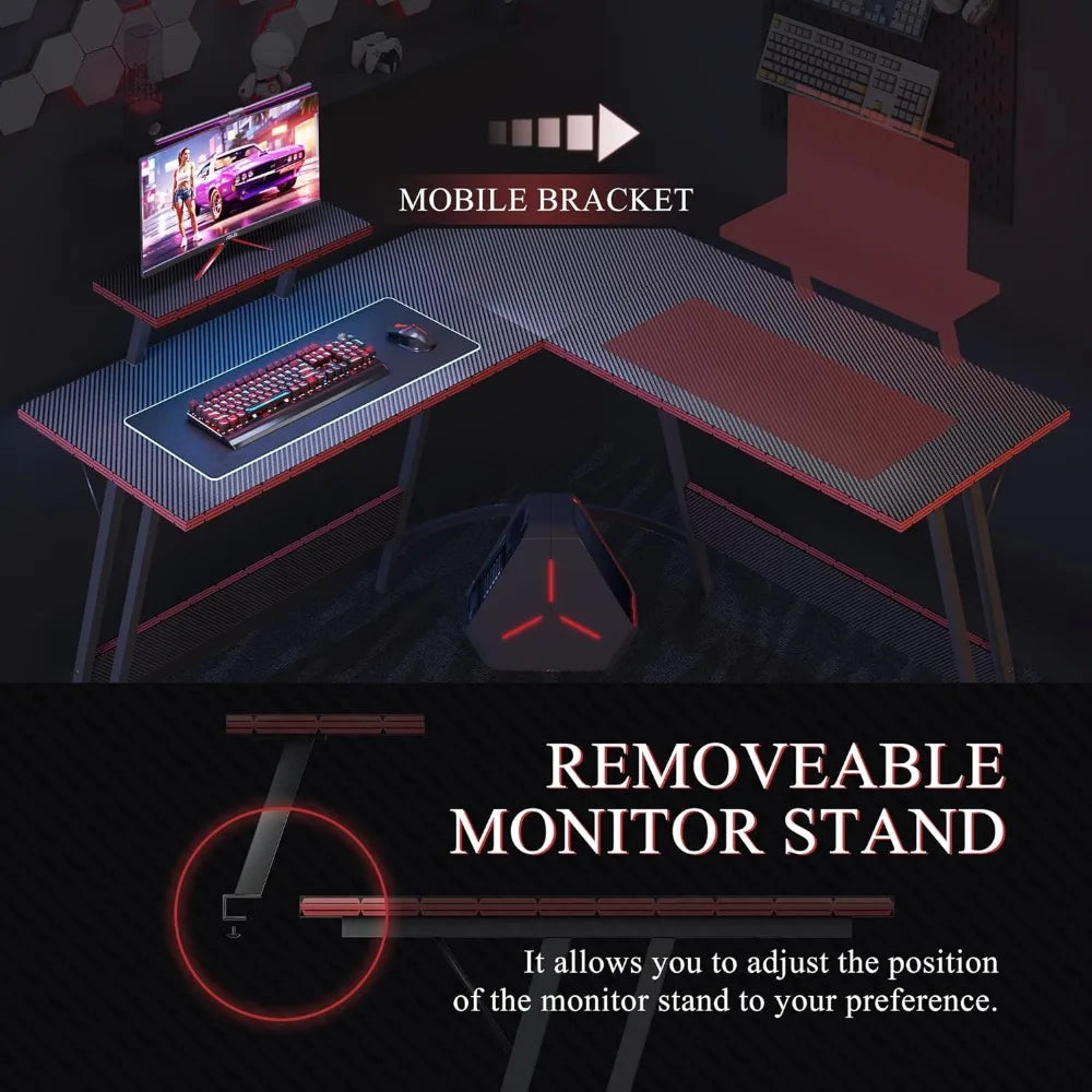 51 Inch L-Shaped Gaming Computer Desk