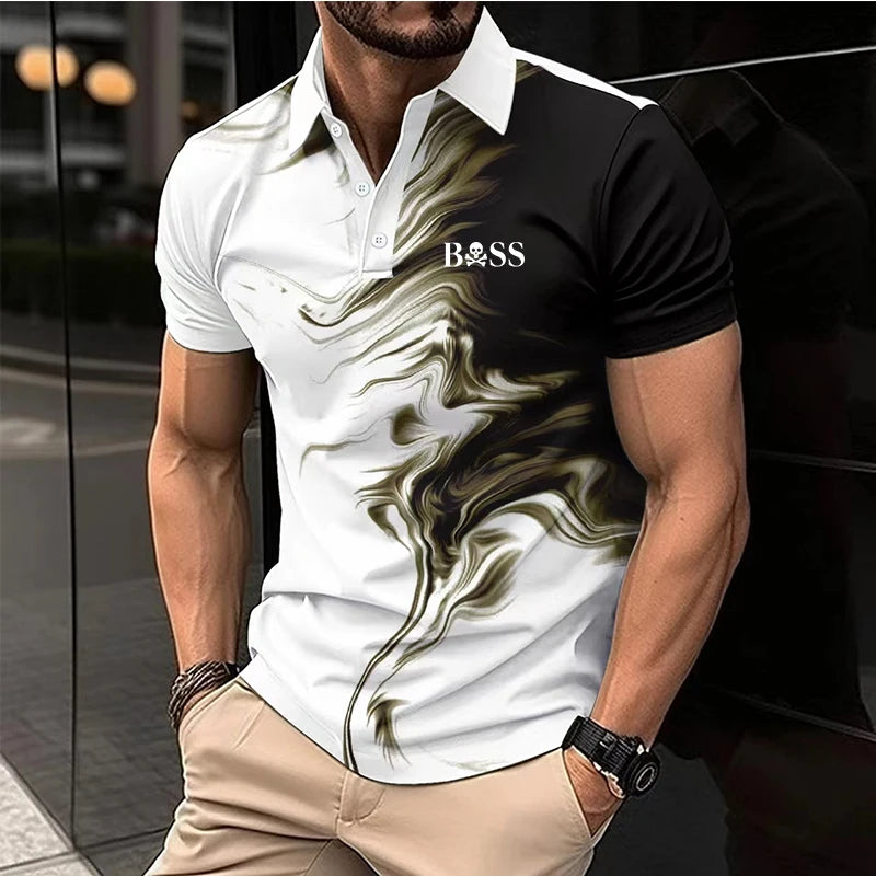 men's printed golf shirt