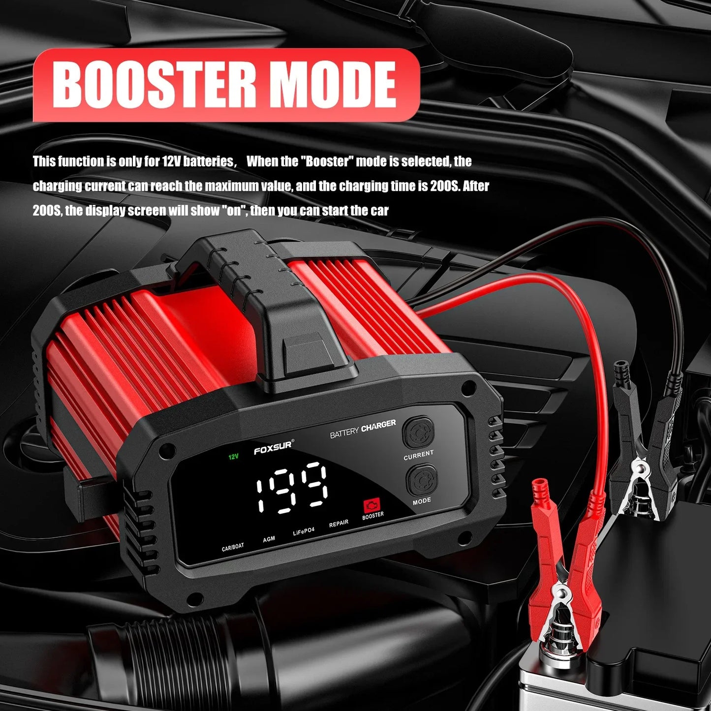 Portable 25A/15A LiFePo4 Smart Battery Charger