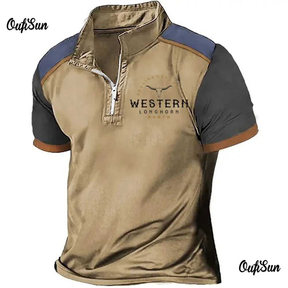 Vintage 3d Word Printed Polo Shirt