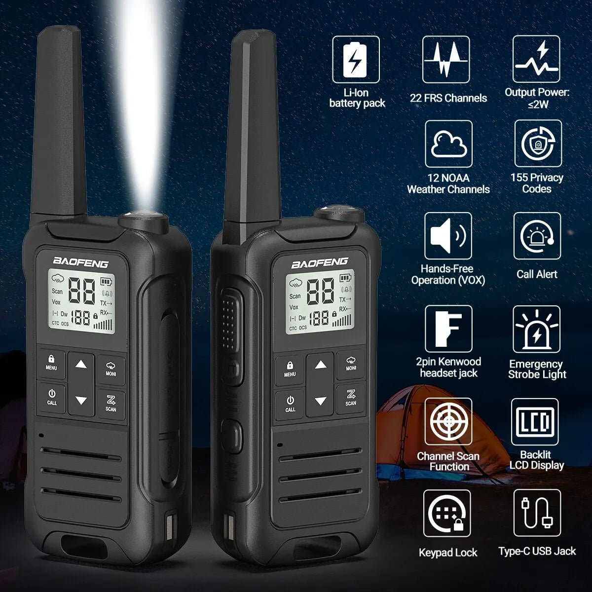 2pcs F22 Mini Walkie Talkie