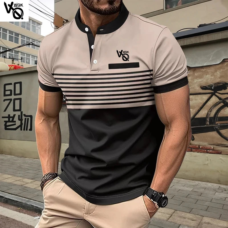 Summer Striped Polo Neck Short