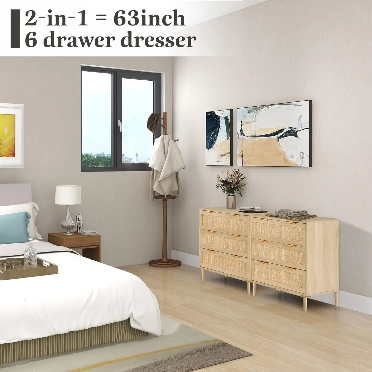 Rattan 3-Drawer Dresser