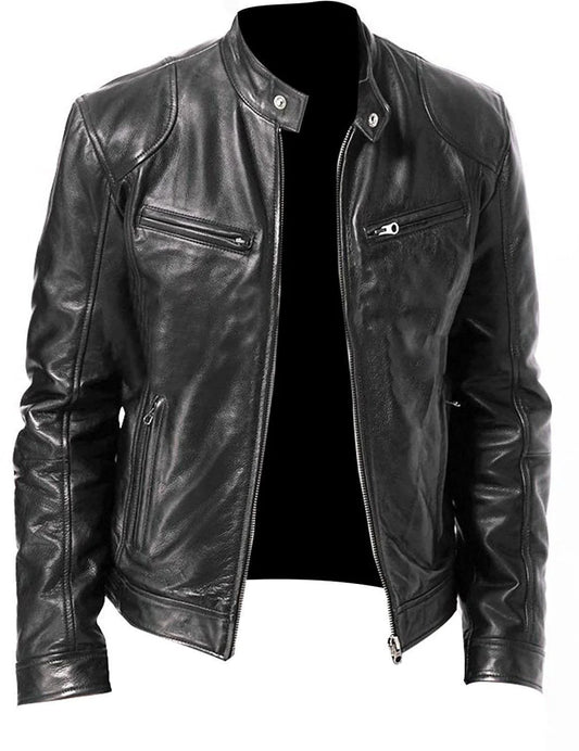 Fashion Men Leather Motorcycle Jacket