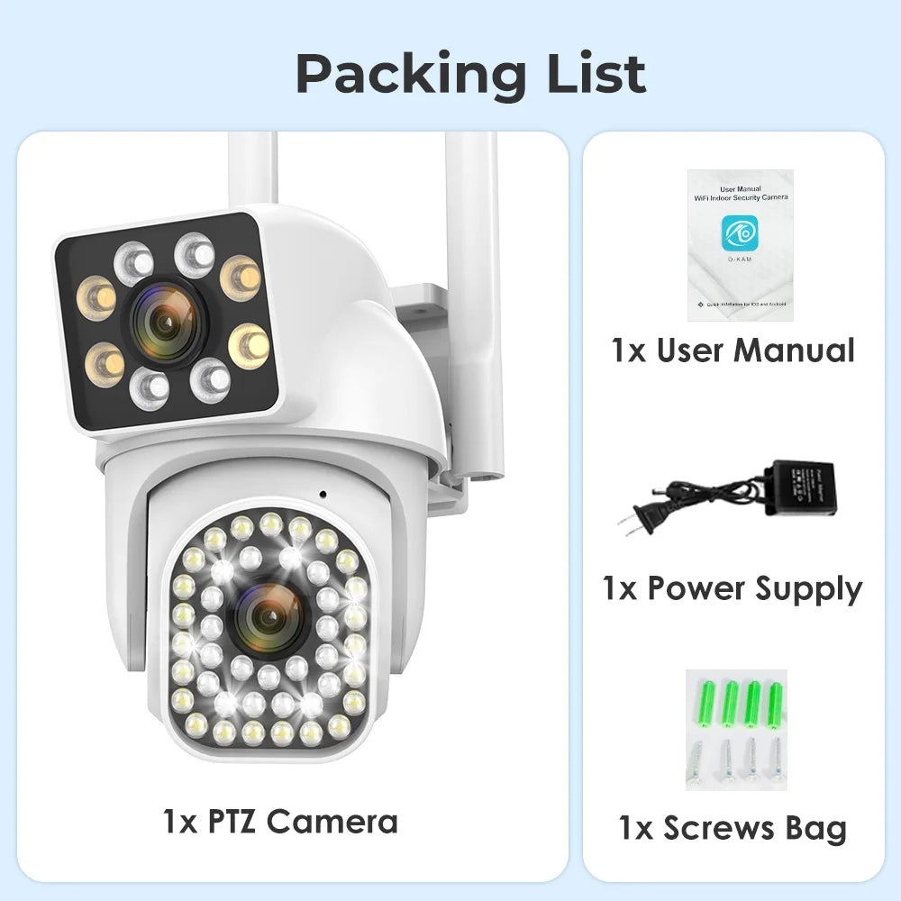 8MP HD PTZ WiFi 4K Dual Lens Screen Camera
