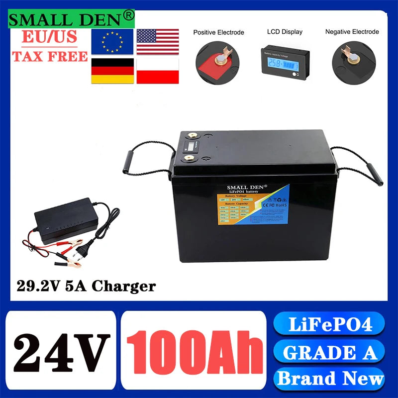 24V 300Ah 120Ah LiFePO4 battery