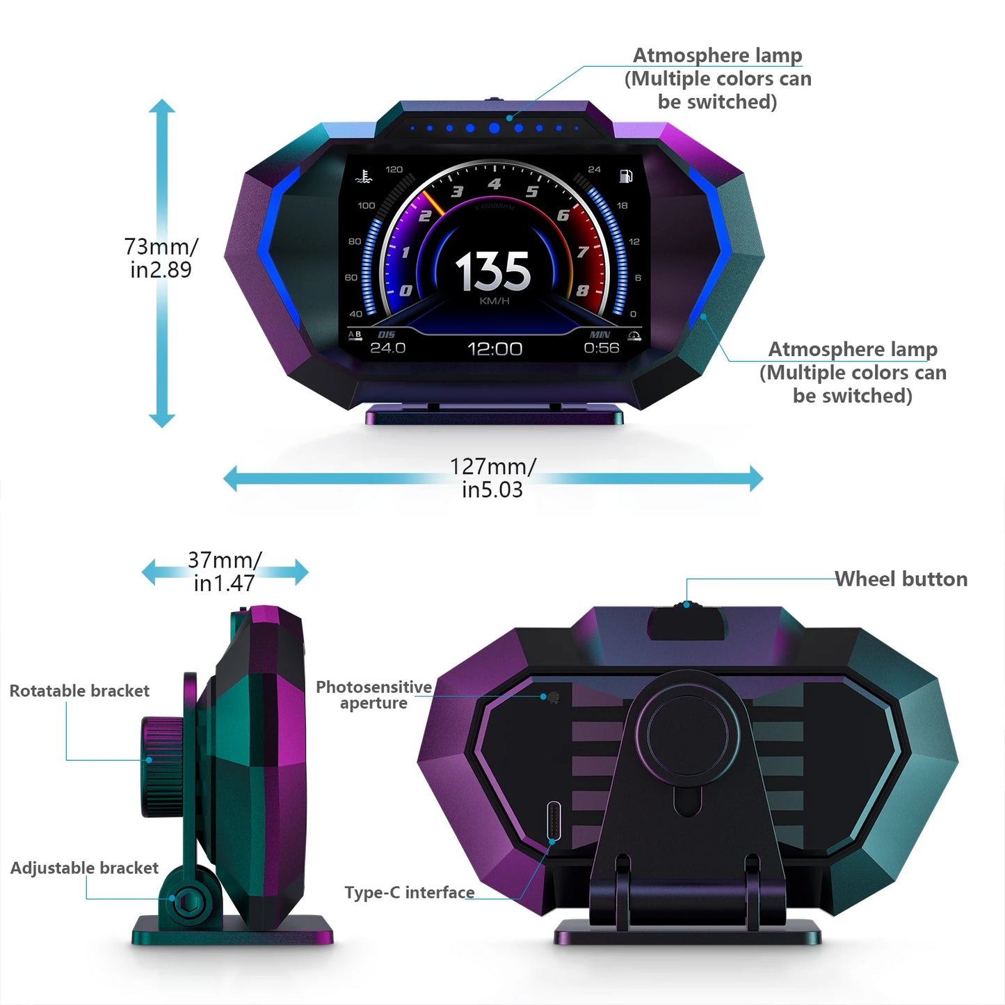 GPS HUD Head Up Smart Digital Speedometer
