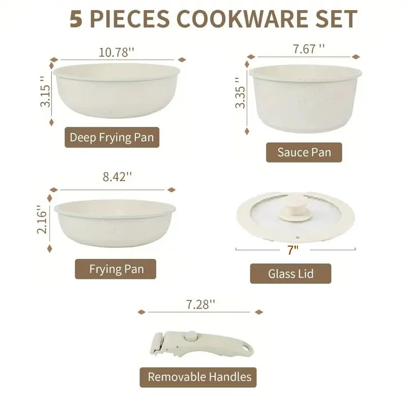 5PCS Granite Pots And Pans Set