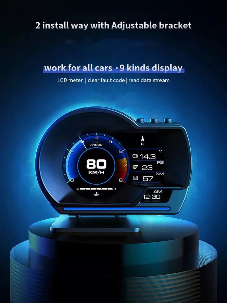 Smart Car HUD Turbo Gauge Digital Odometer