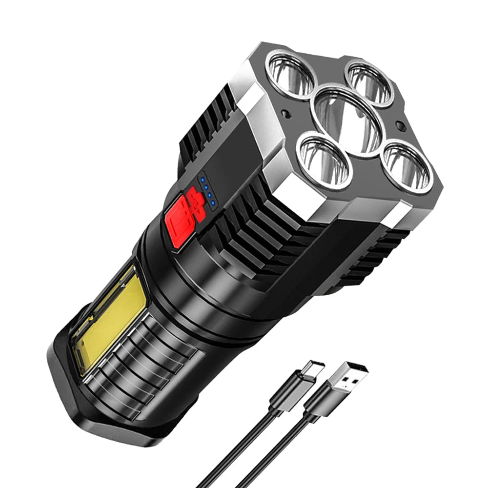 5 LED USB Rechargeable Flashlight with Sidelight