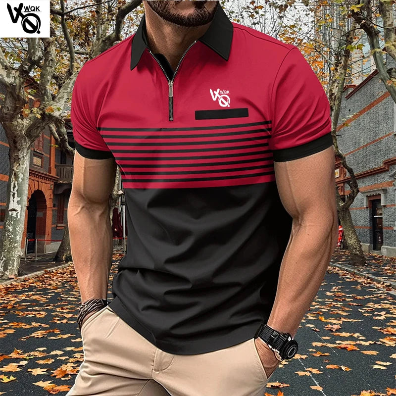 Summer Striped Polo Neck Short