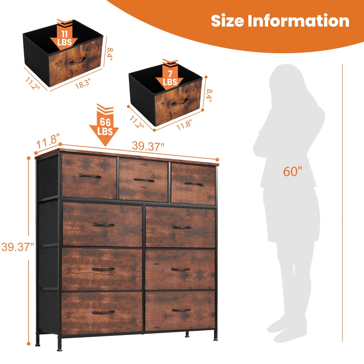 9-Drawer Fabric Storage Dresser