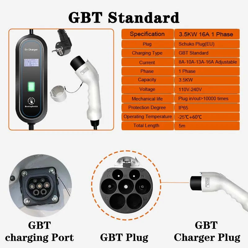 220V 3.5KW Level 2 Portable EV Charger