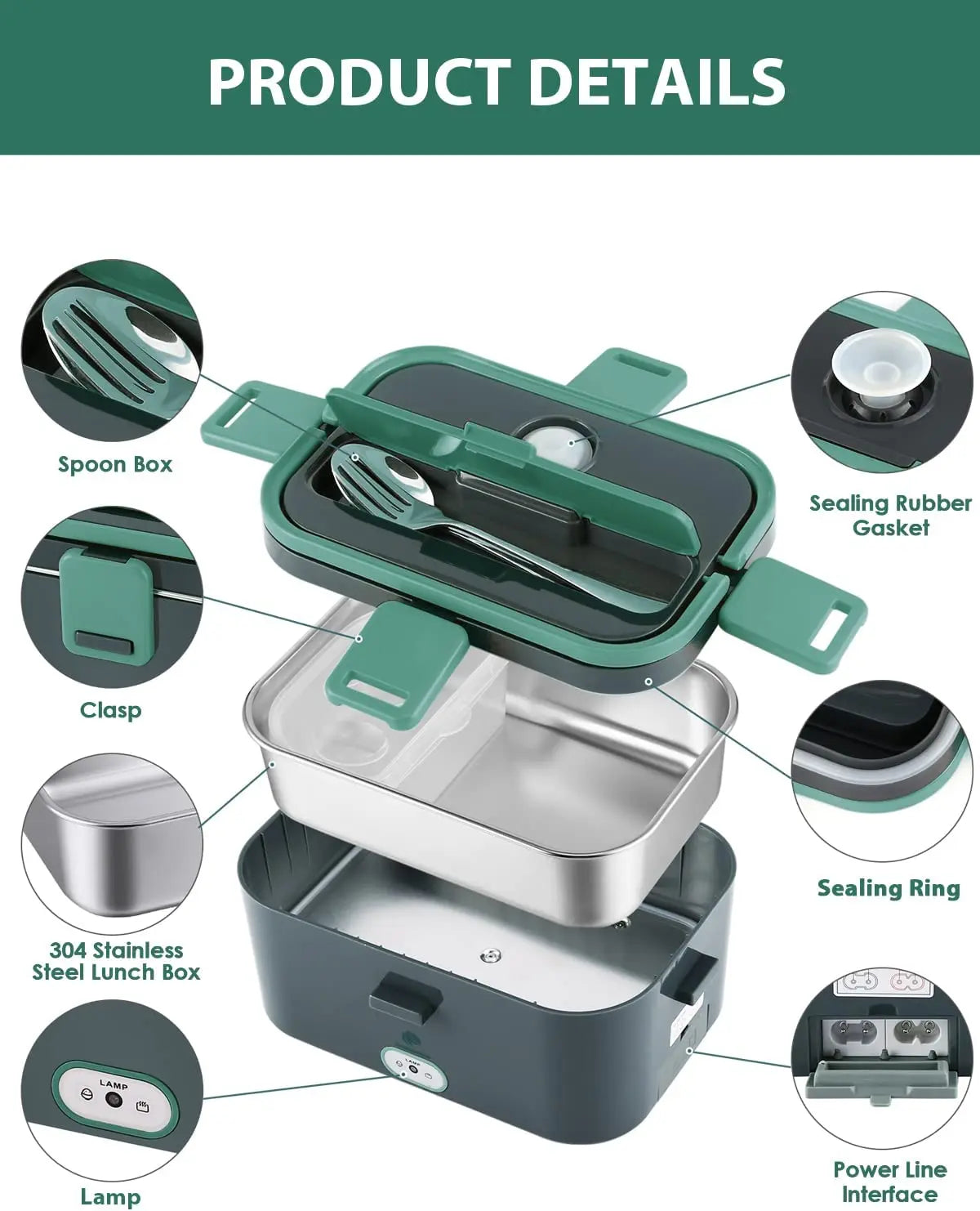1.8L 60W Electric Lunch Box Food Heated