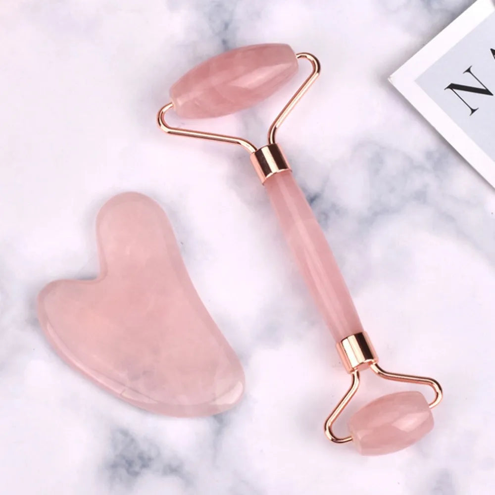 Rose Quartz Gua Sha Roller Massager