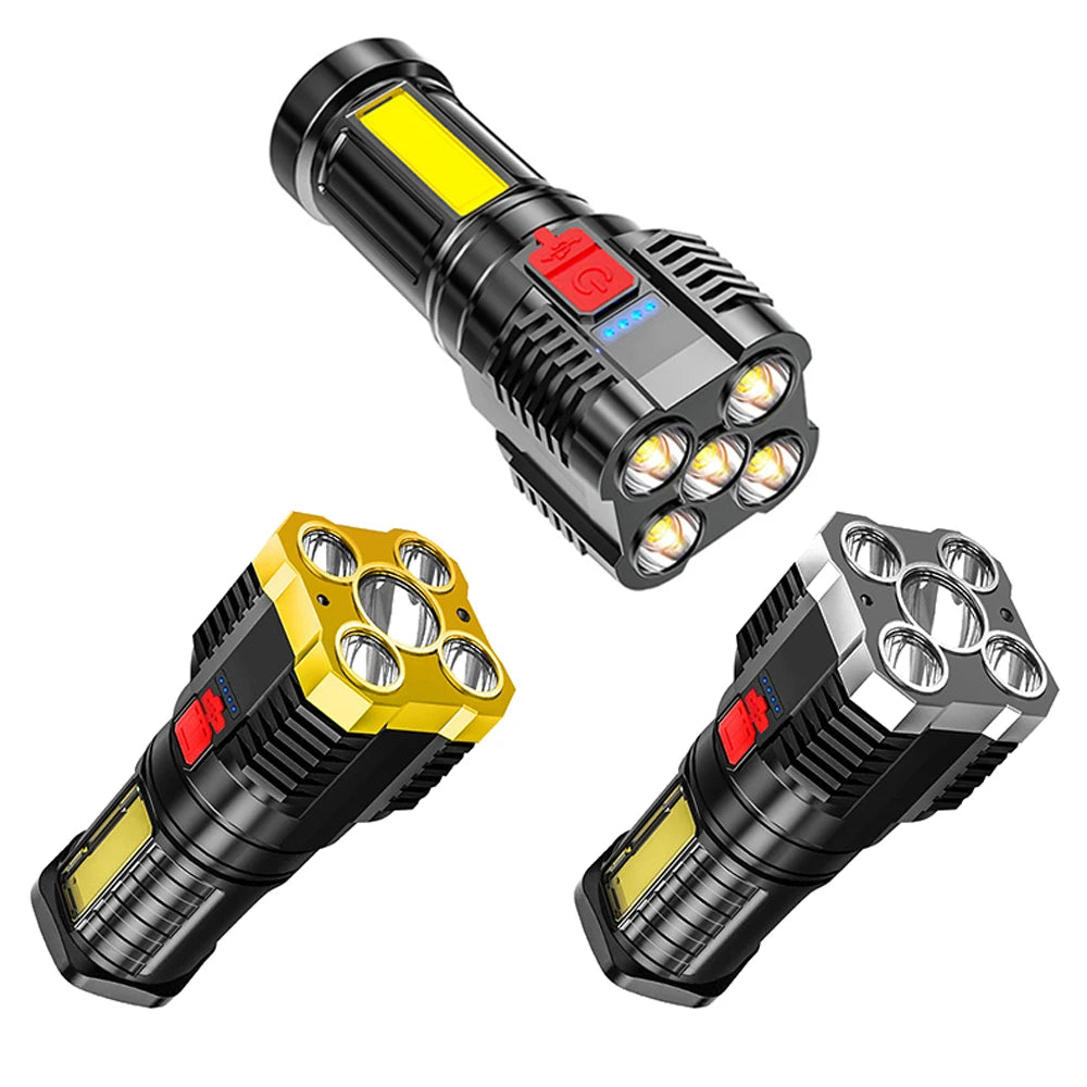 5 LED USB Rechargeable Flashlight with Sidelight