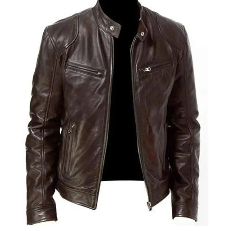 Men's Slim Fit PU Leather Jacket