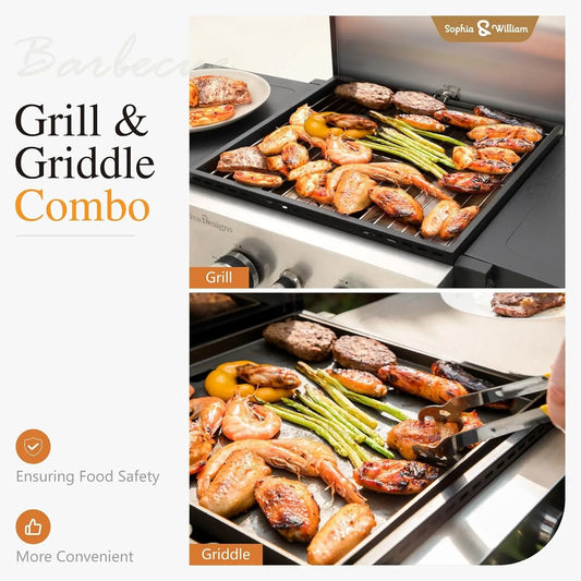 2-Burner Gas BBQ Grill With Flat Top