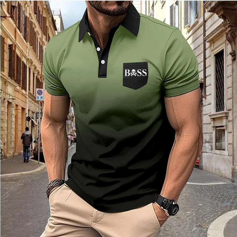 men's printed golf shirt