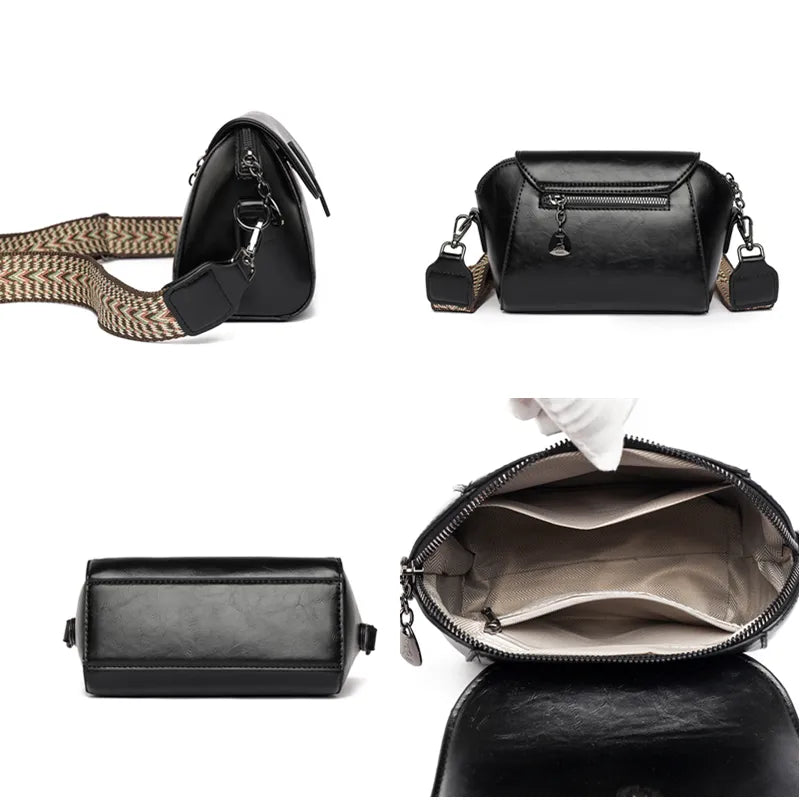 Ladies Fashion Oil Wax Leather Handbag