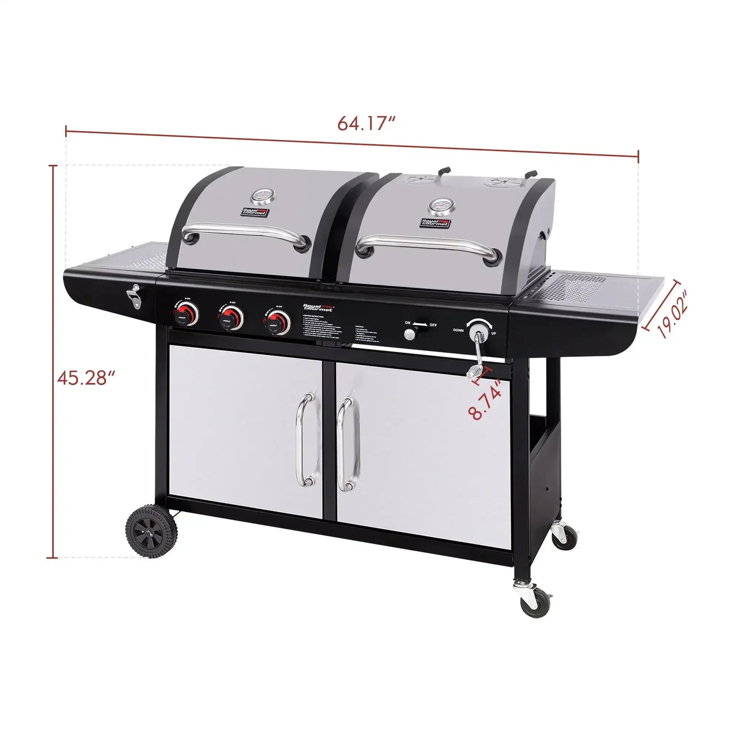 Dual Fuel Cabinet Gas and Charcoal Grill