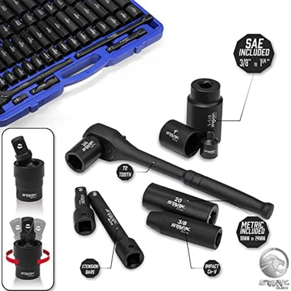 1/2" Drive Master Impact Socket Set