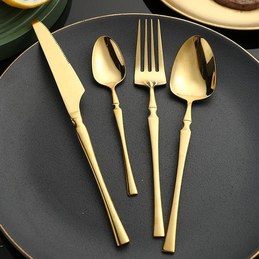 16pcs Silverware Gold Cutlery Set