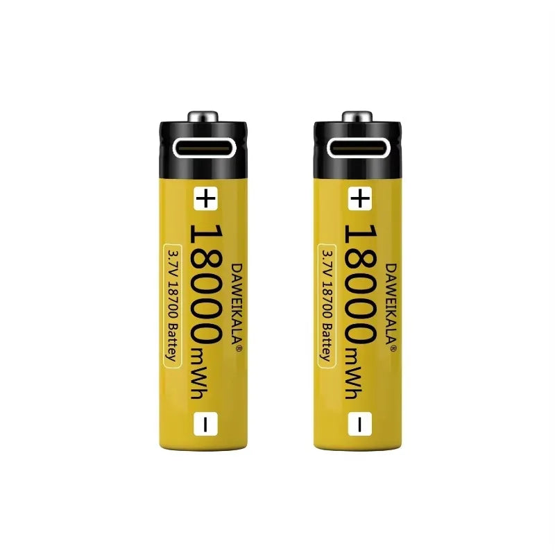 USB Type-C 18700 3.7V 18000mWh USB Rechargeable 18650 Battery