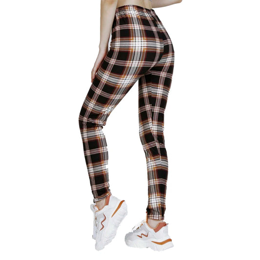 Card White Checkered Fitness Leggings