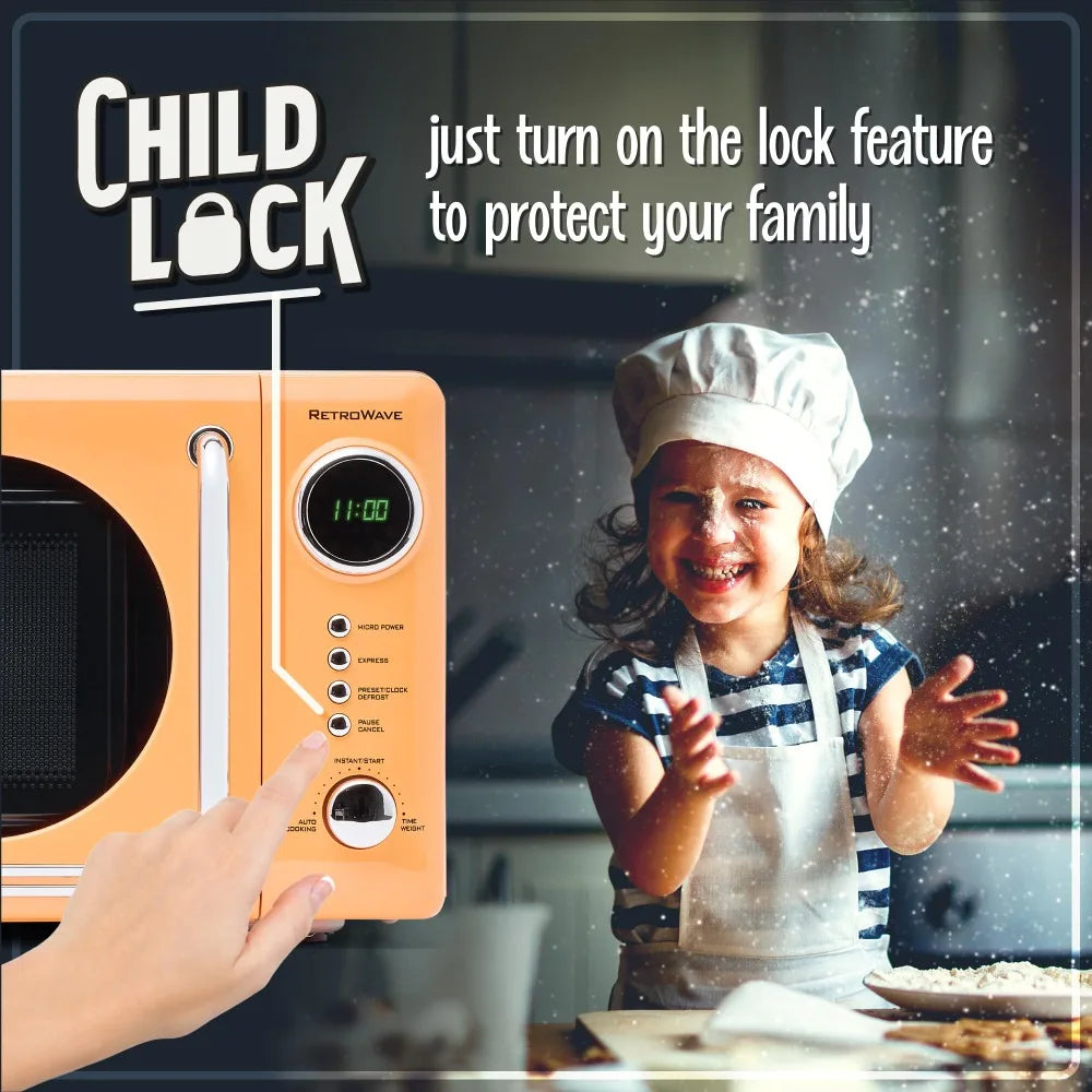 Retro Compact Countertop Microwave Oven