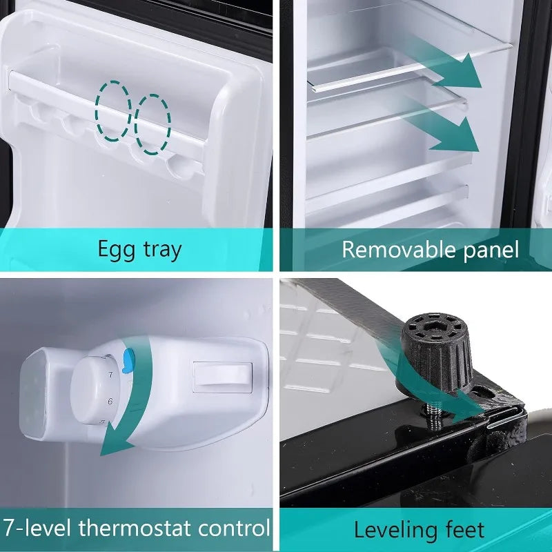 Compact 2-Door Mini Fridge with Freezer