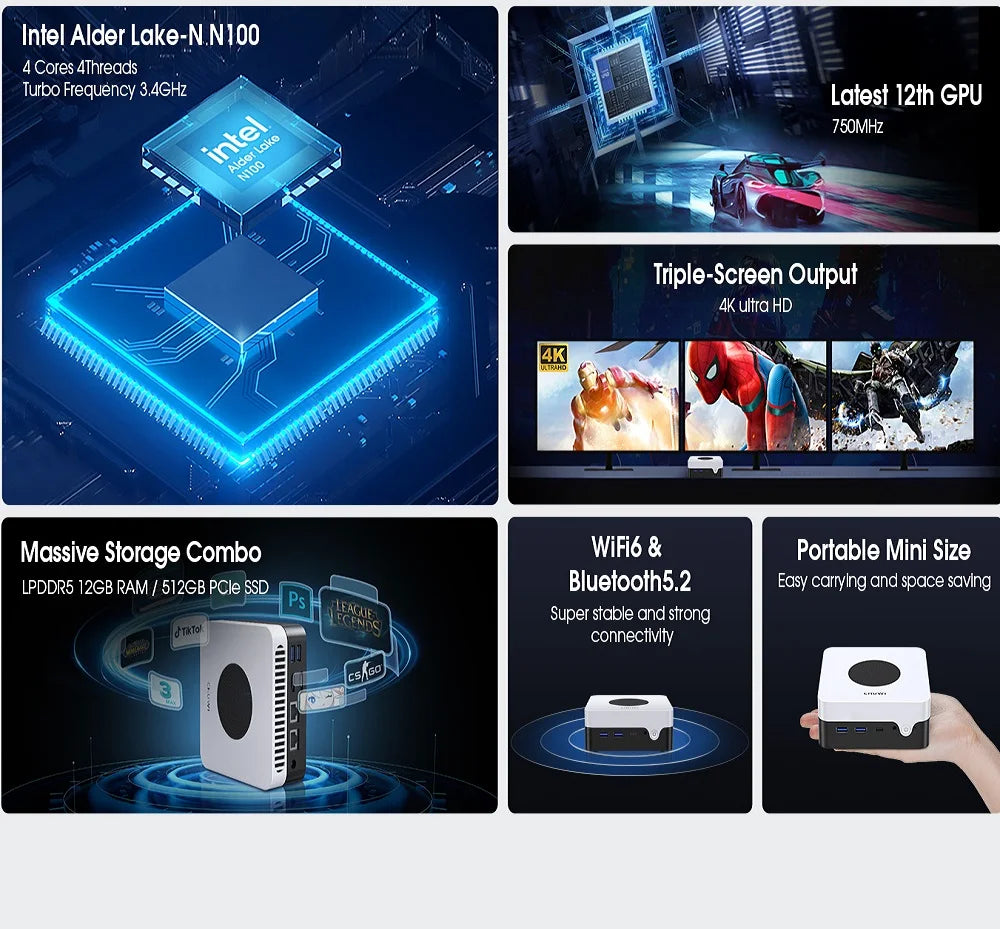 Intel N100 Game PC UHD X Mini PC