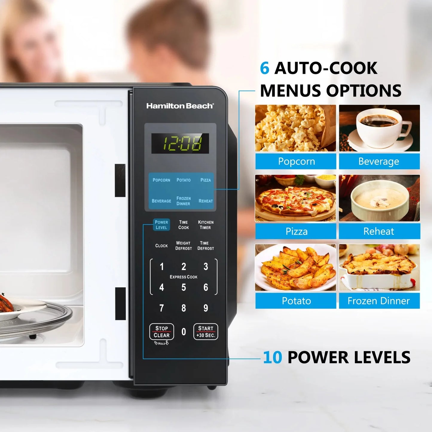 900 Watts, Stainless Steel Countertop Microwave Oven,