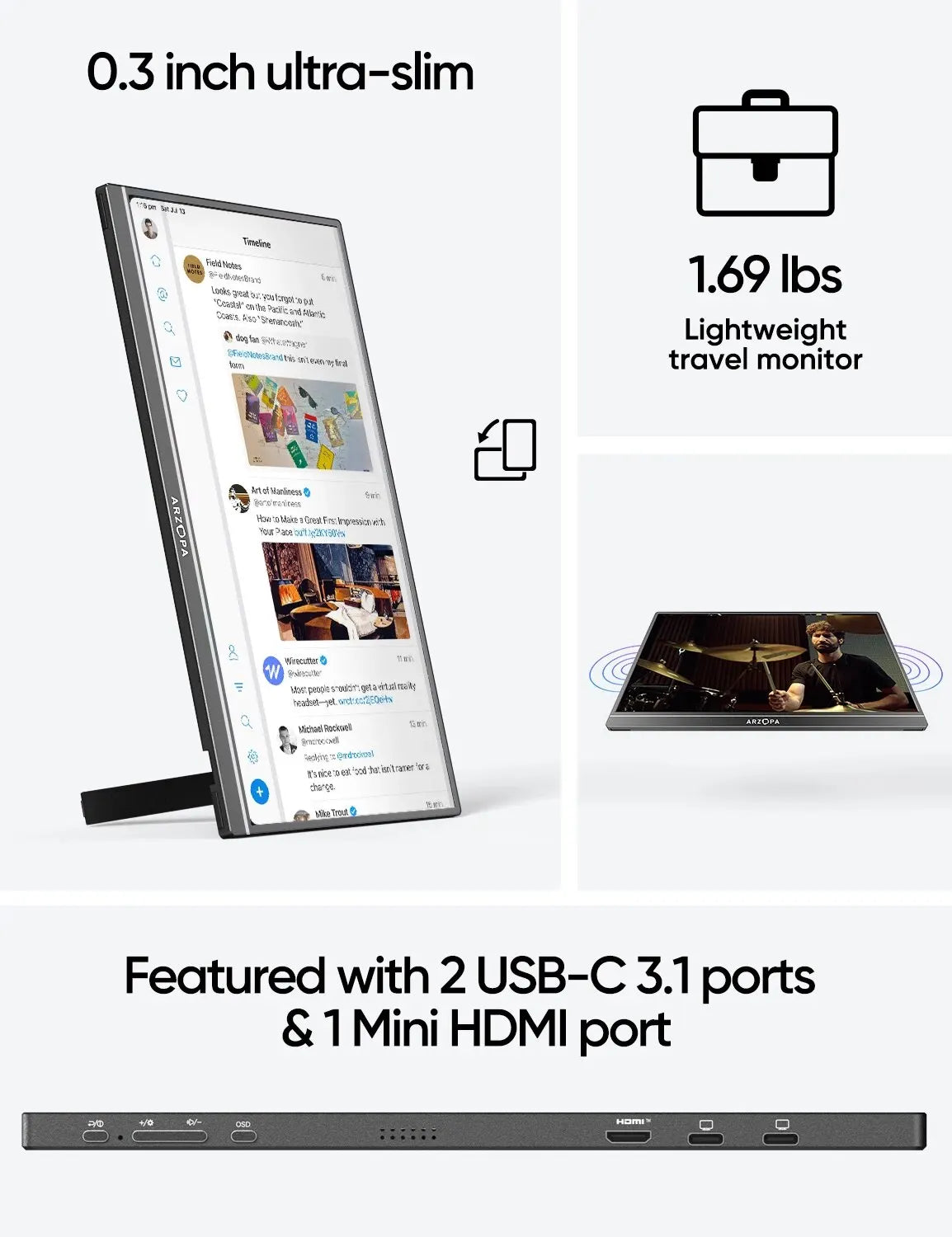 17.3" FHD 1080p External Monitor