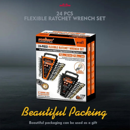 24-Piece Flex-Head Ratcheting Wrench Set