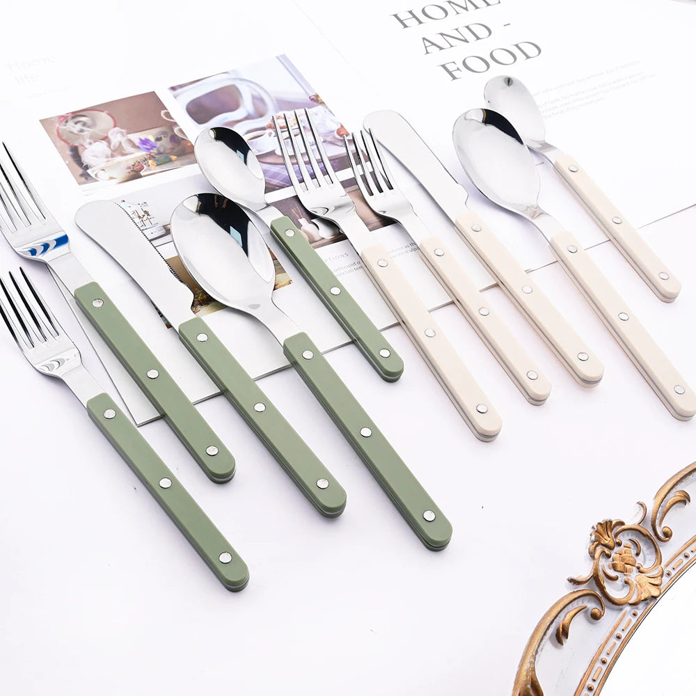 4/16Pcs Acrylic Handle Knife Fork Set
