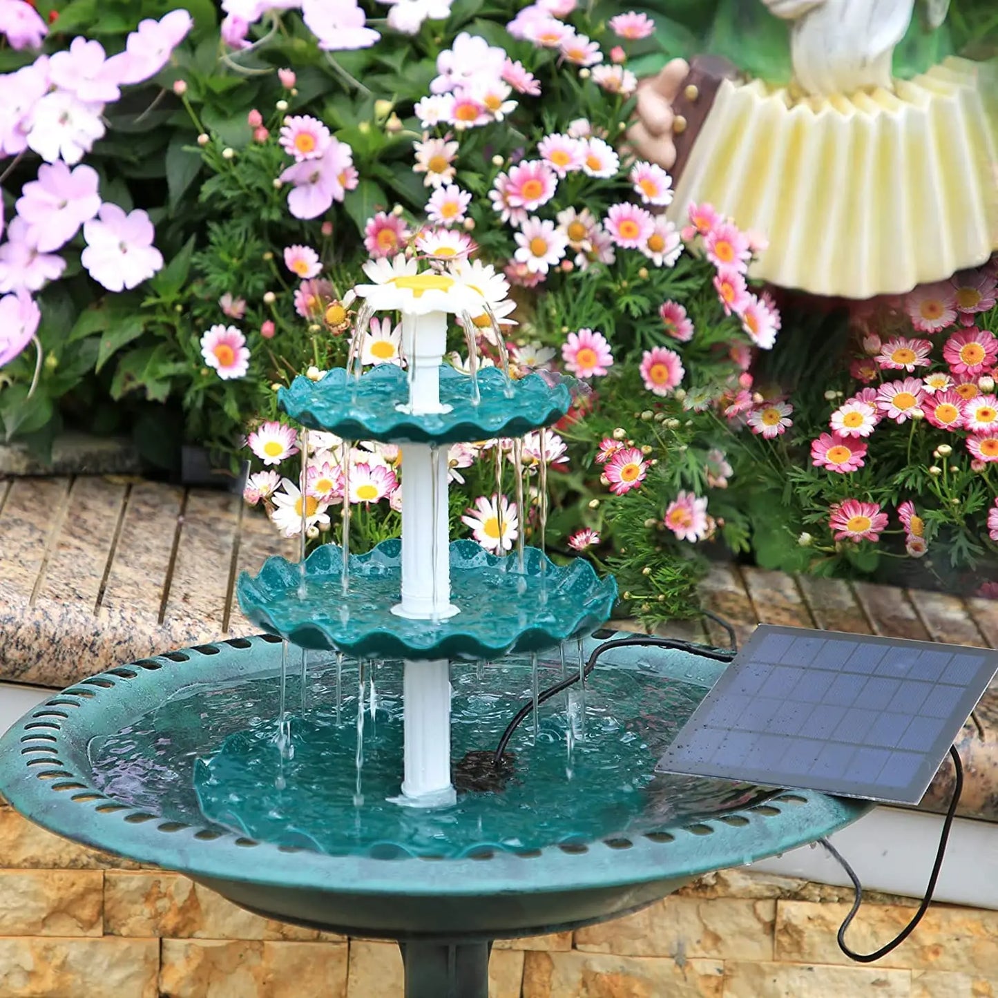 3 Tiered Bird Bath with 3W Solar Pump