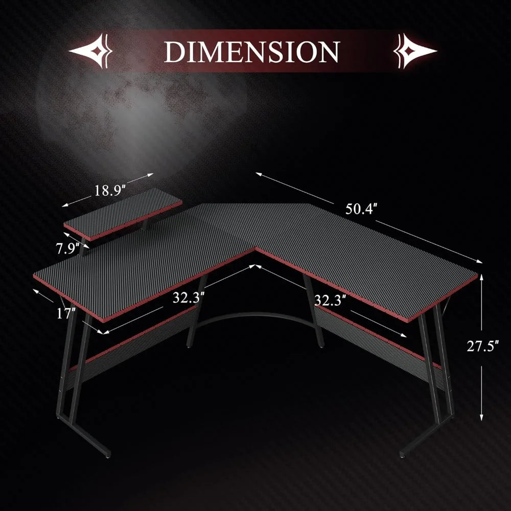 51 Inch L-Shaped Gaming Computer Desk
