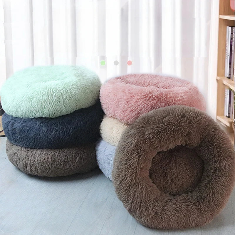Cat Kennel Plush Round Winter Warm Bed
