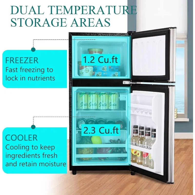 Compact 2-Door Mini Fridge with Freezer