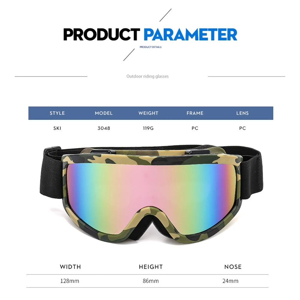 Large Frame Ski Goggles with Colorful Lens