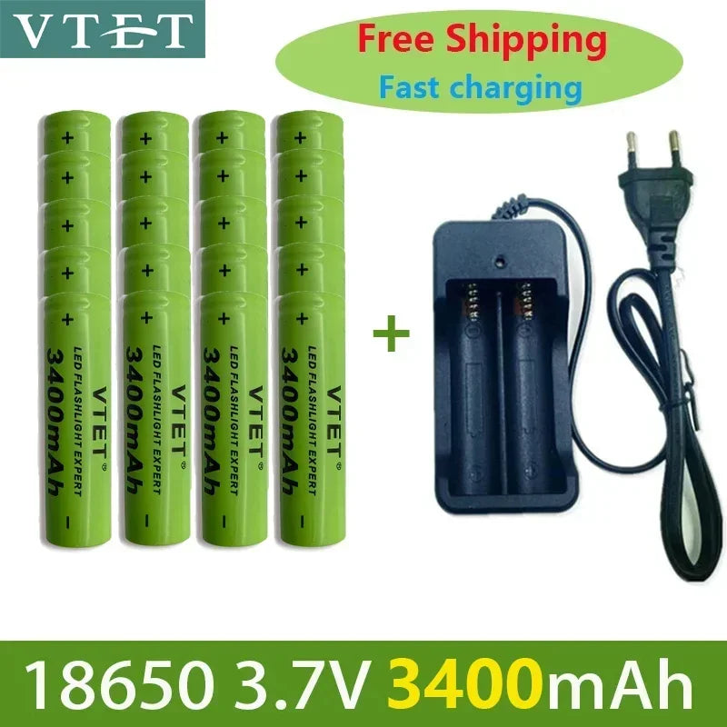 3.7V 18650 3400mAh Rechargeable Battery