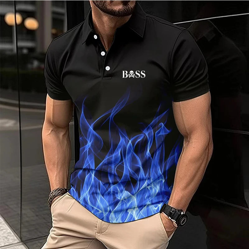 men's printed golf shirt