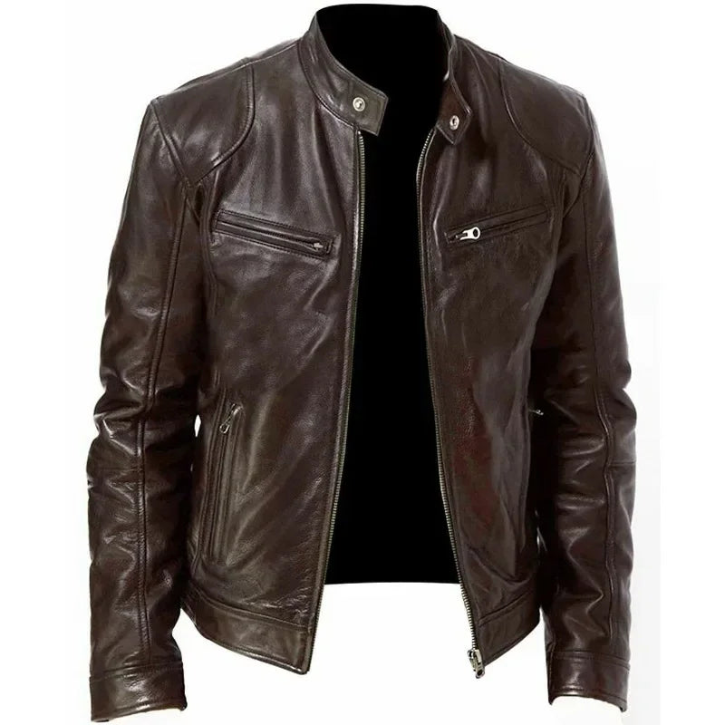 Men's Slim PU Leather Jacket