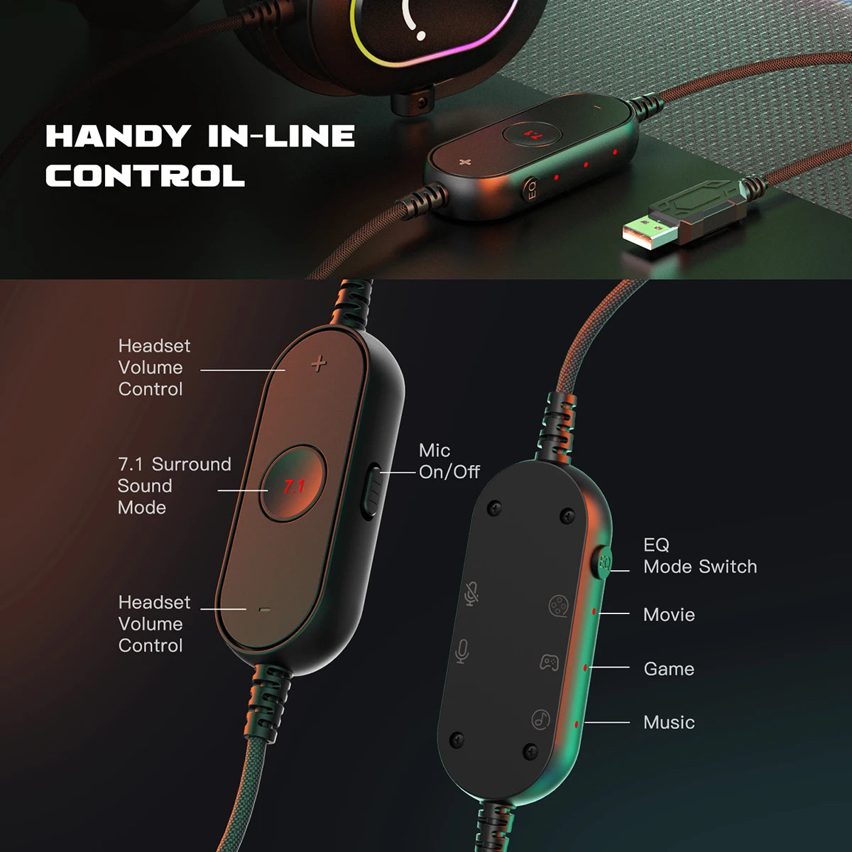 Fifine RGB Gaming Headset with Mic
