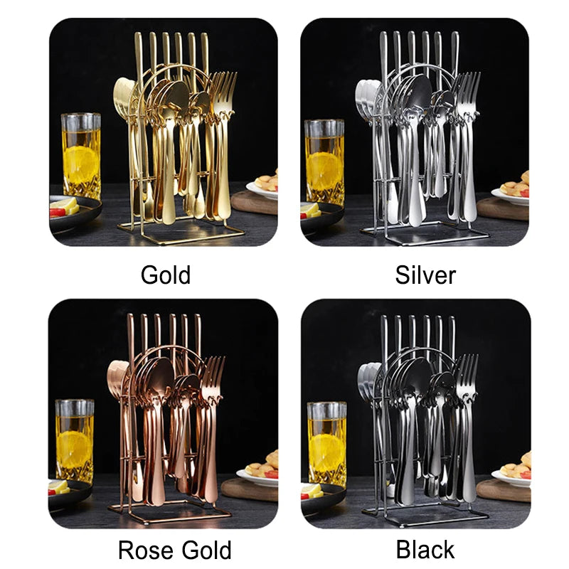 24/16/8 Pcs Dinnerware Gold Silverware Set